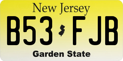 NJ license plate B53FJB