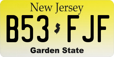 NJ license plate B53FJF