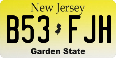 NJ license plate B53FJH