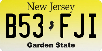 NJ license plate B53FJI