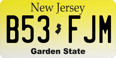 NJ license plate B53FJM