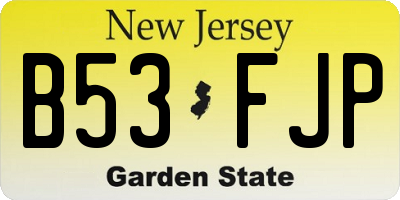 NJ license plate B53FJP