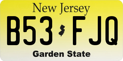 NJ license plate B53FJQ