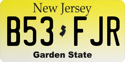 NJ license plate B53FJR