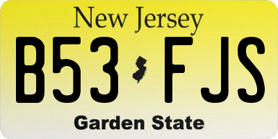 NJ license plate B53FJS