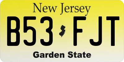 NJ license plate B53FJT