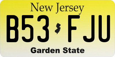 NJ license plate B53FJU