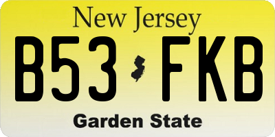 NJ license plate B53FKB