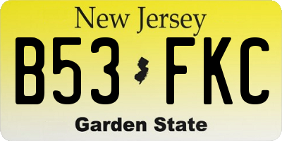 NJ license plate B53FKC