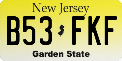NJ license plate B53FKF