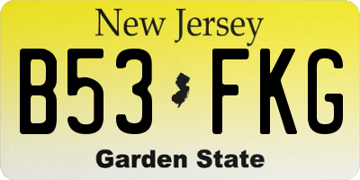 NJ license plate B53FKG