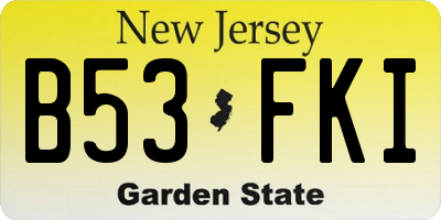 NJ license plate B53FKI