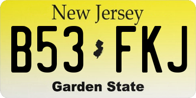 NJ license plate B53FKJ