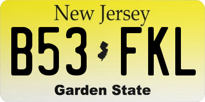 NJ license plate B53FKL