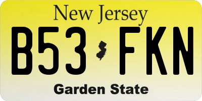 NJ license plate B53FKN