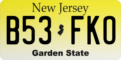 NJ license plate B53FKO