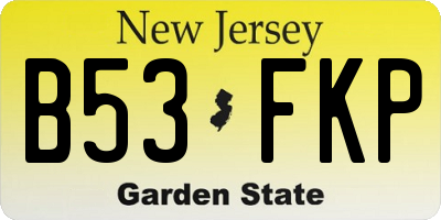 NJ license plate B53FKP