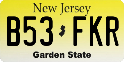 NJ license plate B53FKR