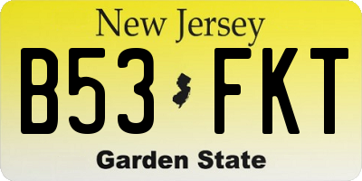 NJ license plate B53FKT