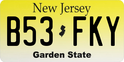 NJ license plate B53FKY