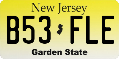 NJ license plate B53FLE