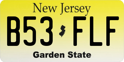 NJ license plate B53FLF