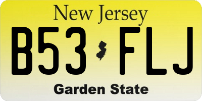 NJ license plate B53FLJ