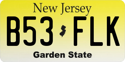 NJ license plate B53FLK