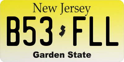 NJ license plate B53FLL