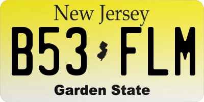 NJ license plate B53FLM
