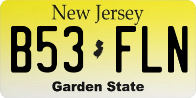 NJ license plate B53FLN