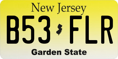 NJ license plate B53FLR