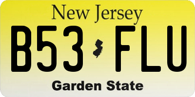 NJ license plate B53FLU