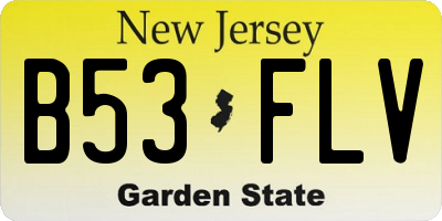 NJ license plate B53FLV