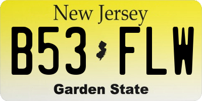 NJ license plate B53FLW