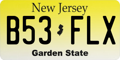 NJ license plate B53FLX