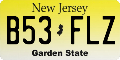 NJ license plate B53FLZ