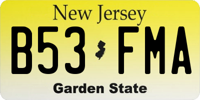 NJ license plate B53FMA