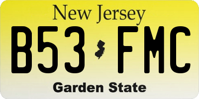 NJ license plate B53FMC