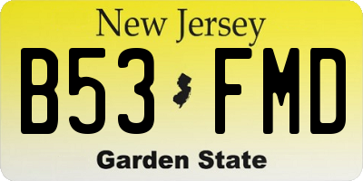 NJ license plate B53FMD