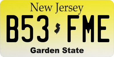 NJ license plate B53FME