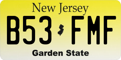 NJ license plate B53FMF