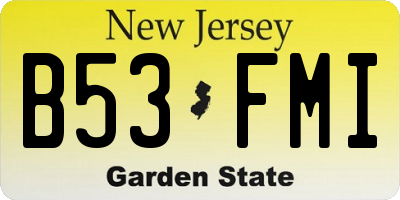 NJ license plate B53FMI