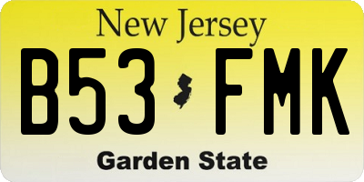 NJ license plate B53FMK