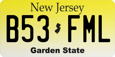 NJ license plate B53FML