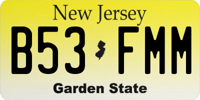 NJ license plate B53FMM