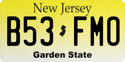 NJ license plate B53FMO