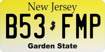NJ license plate B53FMP