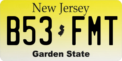NJ license plate B53FMT