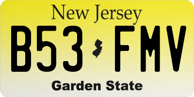 NJ license plate B53FMV